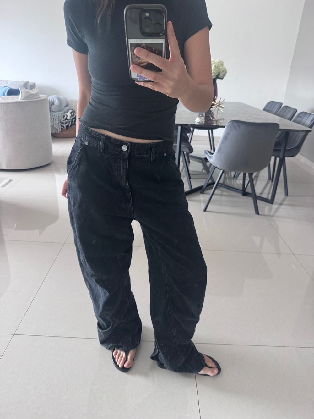 FRAME DENIM Black Wide-Leg Jeans
